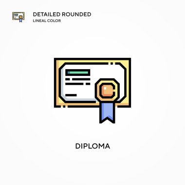 Diploma vektör simgesi. Modern vektör illüstrasyon kavramları. Düzenlemesi ve kişiselleştirmesi kolay.