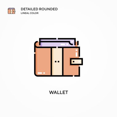Cüzdan vektör simgesi. Modern vektör illüstrasyon kavramları. Düzenlemesi ve kişiselleştirmesi kolay.