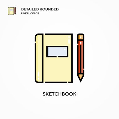 Çizim kitabı vektör simgesi. Modern vektör illüstrasyon kavramları. Düzenlemesi ve kişiselleştirmesi kolay.