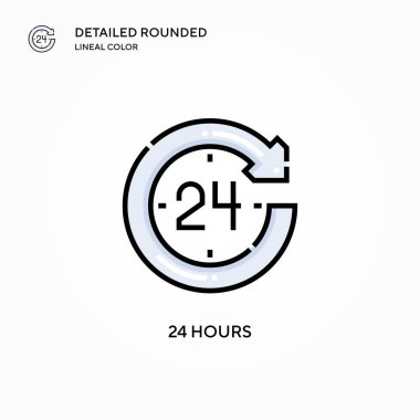 24 saat vektör simgesi. Modern vektör illüstrasyon kavramları. Düzenlemesi ve kişiselleştirmesi kolay.