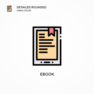 Ebook vektör simgesi. Modern vektör illüstrasyon kavramları. Düzenlemesi ve kişiselleştirmesi kolay.