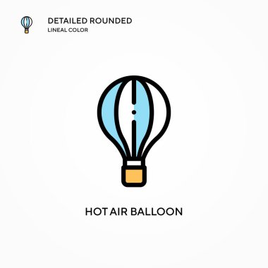 Sıcak hava balonu vektör simgesi. Modern vektör illüstrasyon kavramları. Düzenlemesi ve kişiselleştirmesi kolay.