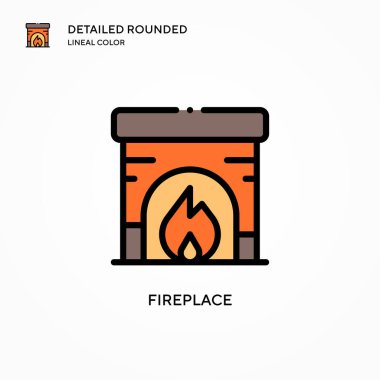 Şömine vektör simgesi. Modern vektör illüstrasyon kavramları. Düzenlemesi ve kişiselleştirmesi kolay.