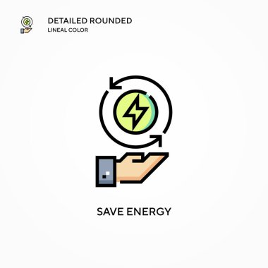 Enerji vektör simgesini kaydet. Modern vektör illüstrasyon kavramları. Düzenlemesi ve kişiselleştirmesi kolay.