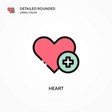 Kalp vektör simgesi. Modern vektör illüstrasyon kavramları. Düzenlemesi ve kişiselleştirmesi kolay.