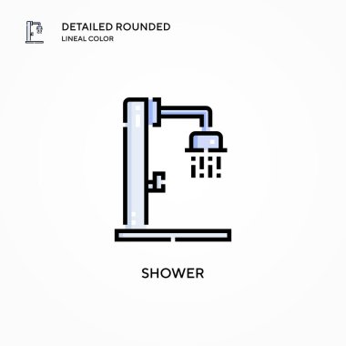 Duş vektör simgesi. Modern vektör illüstrasyon kavramları. Düzenlemesi ve kişiselleştirmesi kolay.