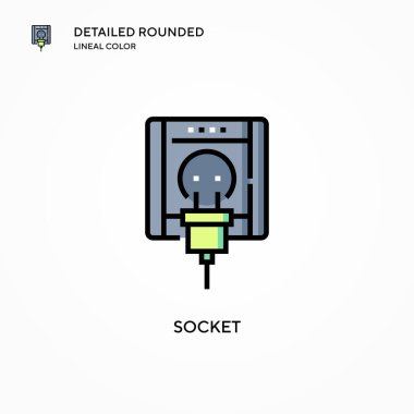 Soket vektör simgesi. Modern vektör illüstrasyon kavramları. Düzenlemesi ve kişiselleştirmesi kolay.