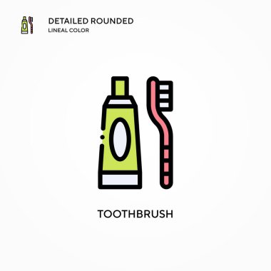 Diş fırçası vektör simgesi. Modern vektör illüstrasyon kavramları. Düzenlemesi ve kişiselleştirmesi kolay.