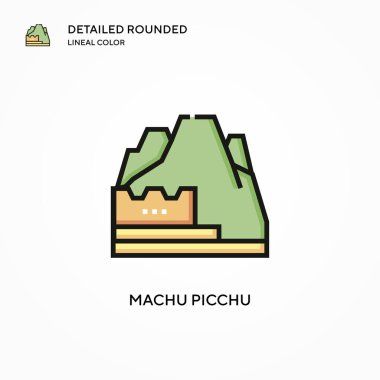 Machu picchu vektör simgesi. Modern vektör illüstrasyon kavramları. Düzenlemesi ve kişiselleştirmesi kolay.