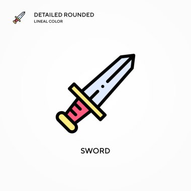 Kılıç vektör simgesi. Modern vektör illüstrasyon kavramları. Düzenlemesi ve kişiselleştirmesi kolay.