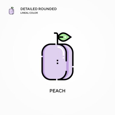 Şeftali vektör simgesi. Modern vektör illüstrasyon kavramları. Düzenlemesi ve kişiselleştirmesi kolay.