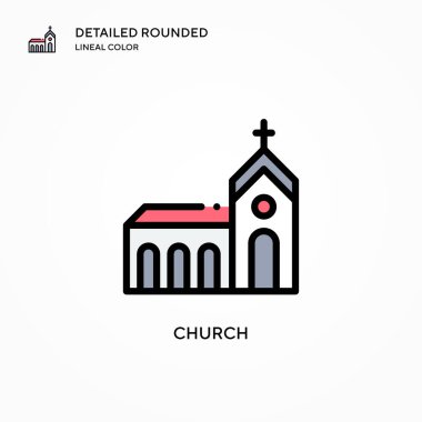 Kilise vektör ikonu. Modern vektör illüstrasyon kavramları. Düzenlemesi ve kişiselleştirmesi kolay.