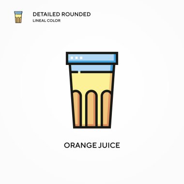 Portakal suyu ikonu. Modern vektör illüstrasyon kavramları. Düzenlemesi ve kişiselleştirmesi kolay.