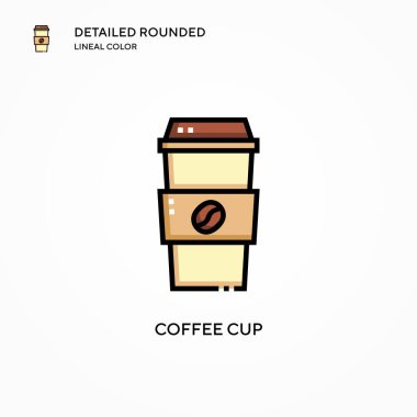 Kahve fincanı vektör ikonu. Modern vektör illüstrasyon kavramları. Düzenlemesi ve kişiselleştirmesi kolay.