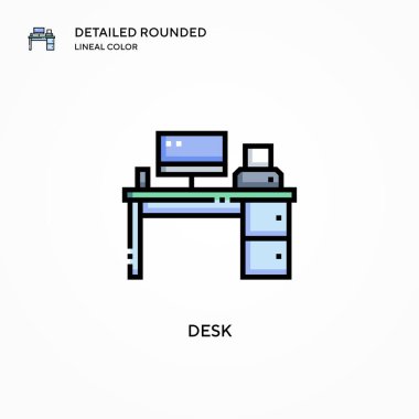 Masa vektör simgesi. Modern vektör illüstrasyon kavramları. Düzenlemesi ve kişiselleştirmesi kolay.