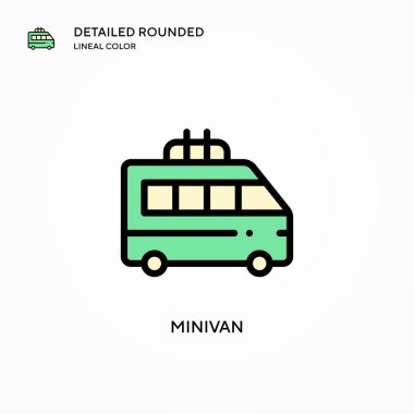 Minivan vektör simgesi. Modern vektör illüstrasyon kavramları. Düzenlemesi ve kişiselleştirmesi kolay.