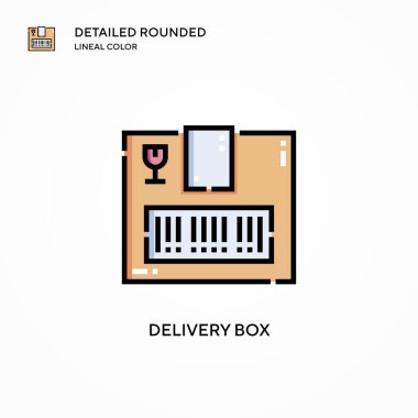 Teslimat kutusu vektör simgesi. Modern vektör illüstrasyon kavramları. Düzenlemesi ve kişiselleştirmesi kolay.