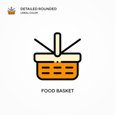 Yemek sepeti ikonu. Modern vektör illüstrasyon kavramları. Düzenlemesi ve kişiselleştirmesi kolay.