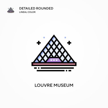 Louvre Müzesi vektör simgesi. Modern vektör illüstrasyon kavramları. Düzenlemesi ve kişiselleştirmesi kolay.