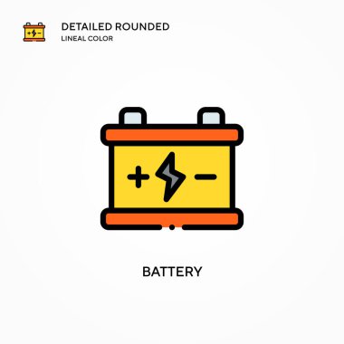 Batarya vektör simgesi. Modern vektör illüstrasyon kavramları. Düzenlemesi ve kişiselleştirmesi kolay.