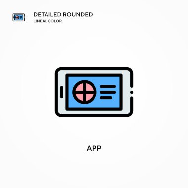 Uygulama vektör simgesi. Modern vektör illüstrasyon kavramları. Düzenlemesi ve kişiselleştirmesi kolay.