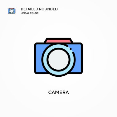 Kamera vektör simgesi. Modern vektör illüstrasyon kavramları. Düzenlemesi ve kişiselleştirmesi kolay.