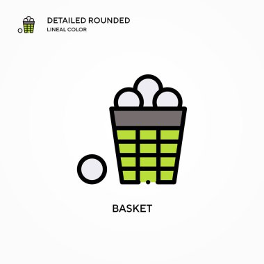Basket vektör simgesi. Modern vektör illüstrasyon kavramları. Düzenlemesi ve kişiselleştirmesi kolay.