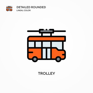 Trolley vektör simgesi. Modern vektör illüstrasyon kavramları. Düzenlemesi ve kişiselleştirmesi kolay.