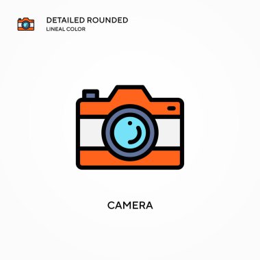 Kamera vektör simgesi. Modern vektör illüstrasyon kavramları. Düzenlemesi ve kişiselleştirmesi kolay.