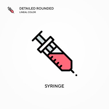 Şırınga vektör simgesi. Modern vektör illüstrasyon kavramları. Düzenlemesi ve kişiselleştirmesi kolay.