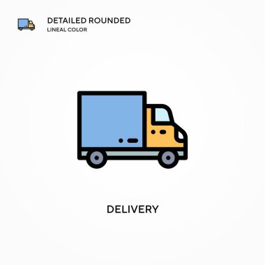 Teslimat vektör simgesi. Modern vektör illüstrasyon kavramları. Düzenlemesi ve kişiselleştirmesi kolay.