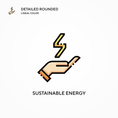 Sürdürülebilir enerji vektör simgesi. Modern vektör illüstrasyon kavramları. Düzenlemesi ve kişiselleştirmesi kolay.