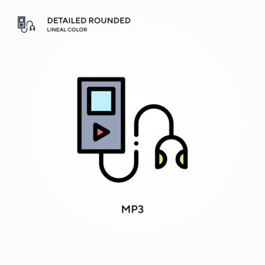 Mp3 vektör simgesi. Modern vektör illüstrasyon kavramları. Düzenlemesi ve kişiselleştirmesi kolay.