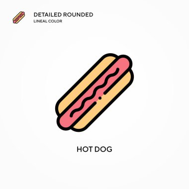 Hot dog vektör simgesi. Modern vektör illüstrasyon kavramları. Düzenlemesi ve kişiselleştirmesi kolay.