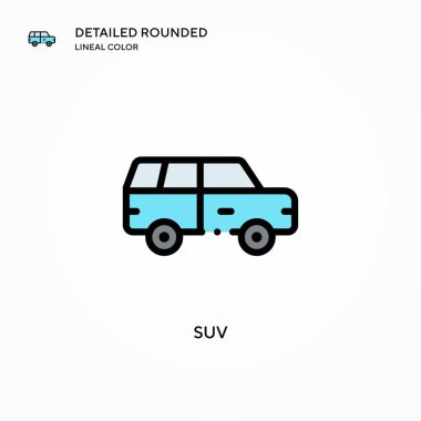SUV vektör simgesi. Modern vektör illüstrasyon kavramları. Düzenlemesi ve kişiselleştirmesi kolay.