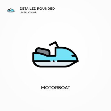 Sürat teknesi vektör simgesi. Modern vektör illüstrasyon kavramları. Düzenlemesi ve kişiselleştirmesi kolay.