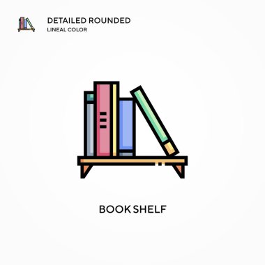 Kitap raf ikonu. Modern vektör illüstrasyon kavramları. Düzenlemesi ve kişiselleştirmesi kolay.