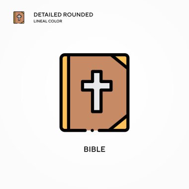 İncil vektör simgesi. Modern vektör illüstrasyon kavramları. Düzenlemesi ve kişiselleştirmesi kolay.