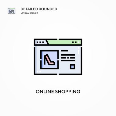 Çevrimiçi alışveriş vektör simgesi. Modern vektör illüstrasyon kavramları. Düzenlemesi ve kişiselleştirmesi kolay.