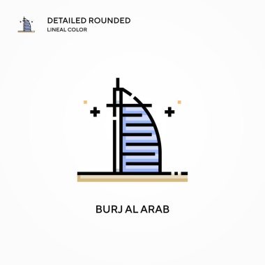 Burj al Arap vektör simgesi. Modern vektör illüstrasyon kavramları. Düzenlemesi ve kişiselleştirmesi kolay.