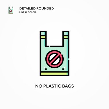 Plastik torba vektör simgesi yok. Modern vektör illüstrasyon kavramları. Düzenlemesi ve kişiselleştirmesi kolay.