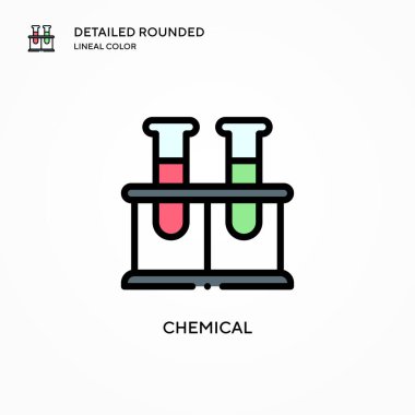 Kimyasal vektör simgesi. Modern vektör illüstrasyon kavramları. Düzenlemesi ve kişiselleştirmesi kolay.