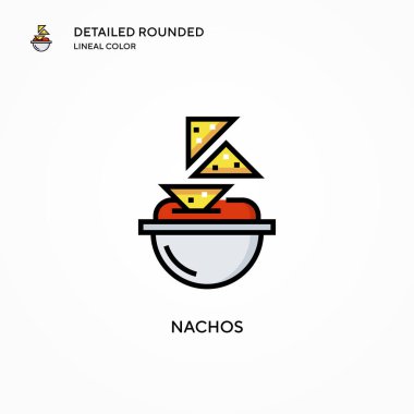 Nachos vektör simgesi. Modern vektör illüstrasyon kavramları. Düzenlemesi ve kişiselleştirmesi kolay.