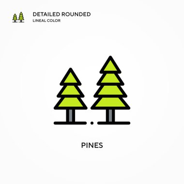 Pines vektör ikonu. Modern vektör illüstrasyon kavramları. Düzenlemesi ve kişiselleştirmesi kolay.