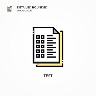Test vektör simgesi. Modern vektör illüstrasyon kavramları. Düzenlemesi ve kişiselleştirmesi kolay.