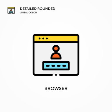 Tarayıcı vektör simgesi. Modern vektör illüstrasyon kavramları. Düzenlemesi ve kişiselleştirmesi kolay.