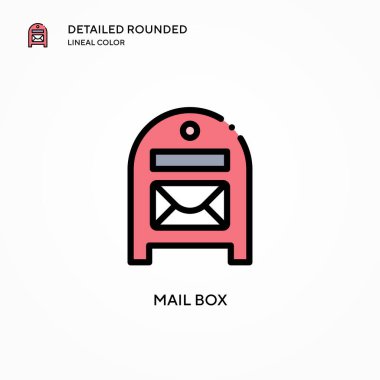 Posta kutusu vektör simgesi. Modern vektör illüstrasyon kavramları. Düzenlemesi ve kişiselleştirmesi kolay.