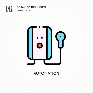 Otomasyon vektör simgesi. Modern vektör illüstrasyon kavramları. Düzenlemesi ve kişiselleştirmesi kolay.