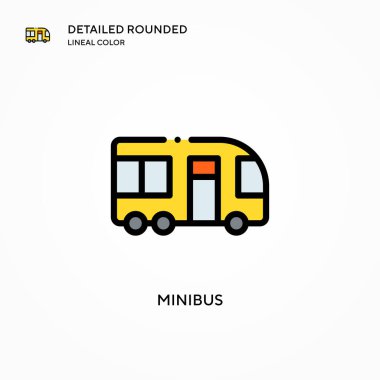 Minibus vektör simgesi. Modern vektör illüstrasyon kavramları. Düzenlemesi ve kişiselleştirmesi kolay.