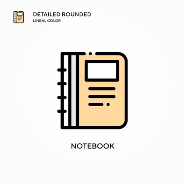 Not defteri vektör simgesi. Modern vektör illüstrasyon kavramları. Düzenlemesi ve kişiselleştirmesi kolay.